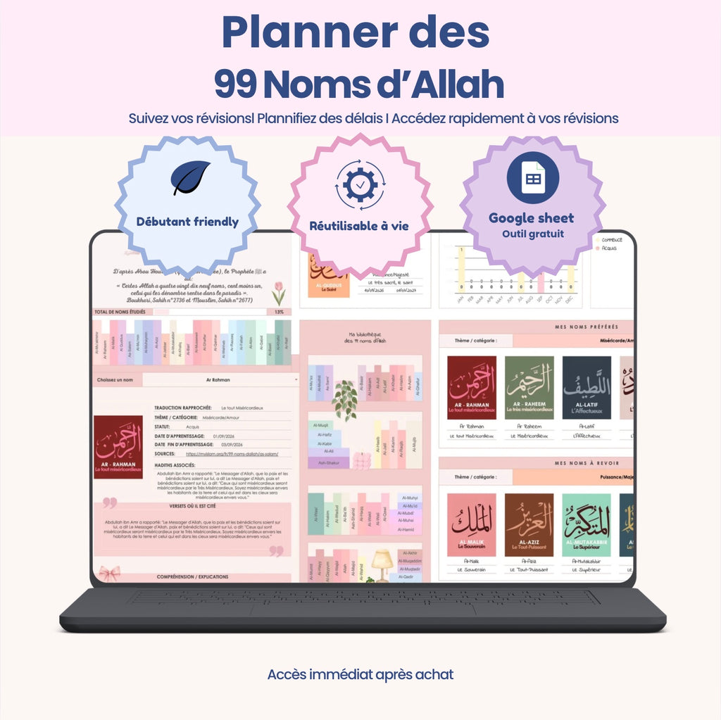 Planner révisions des 99 noms d'Allah