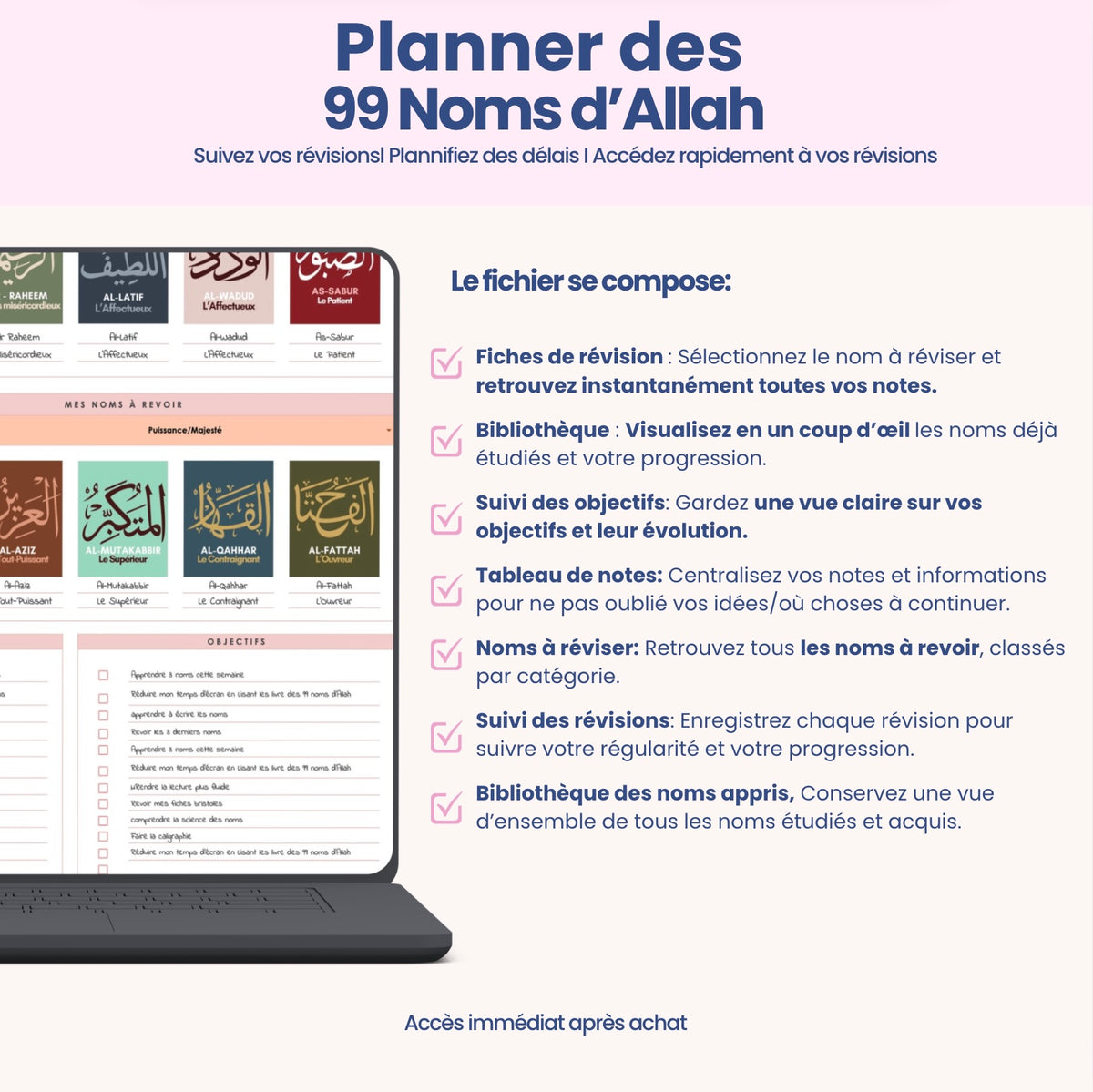 Planner révisions des 99 noms d'Allah