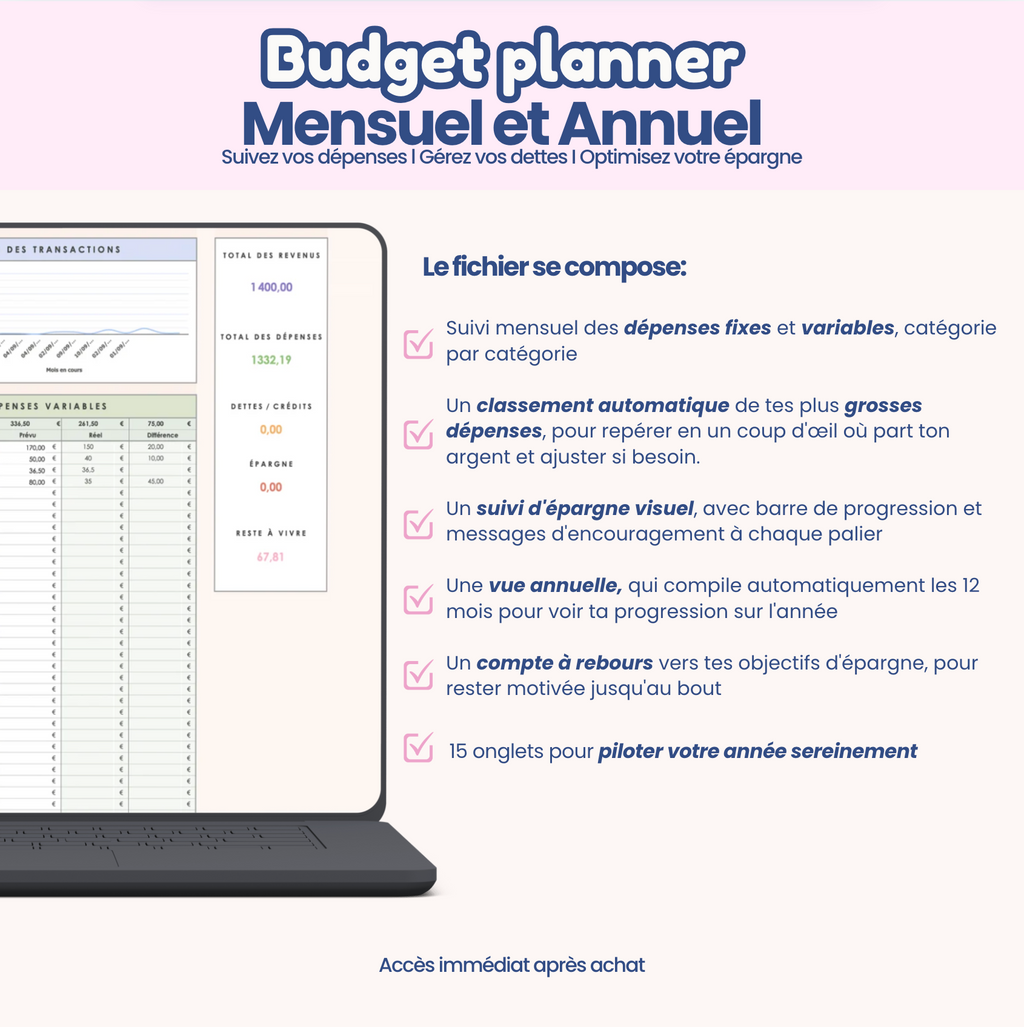 Budget planner mensuel et annuel