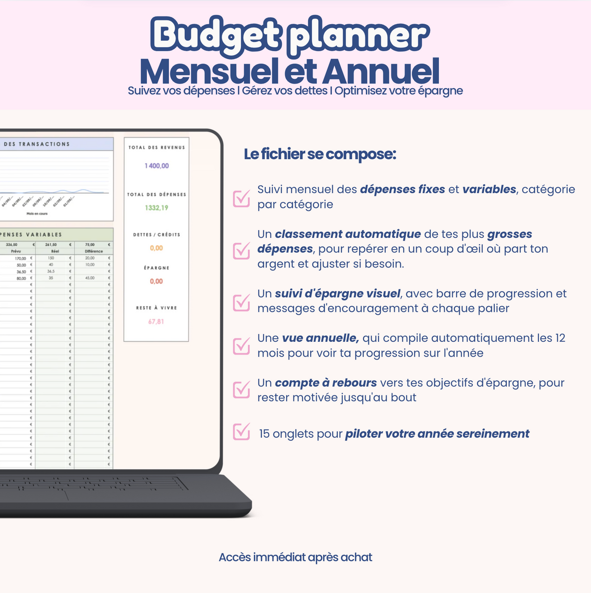 Budget planner mensuel et annuel